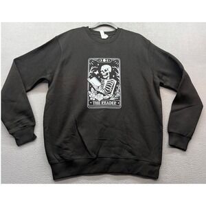 Circle Clothing Sweatshirt Mens L Black Skeleton Tarot Card The Reader Graphic